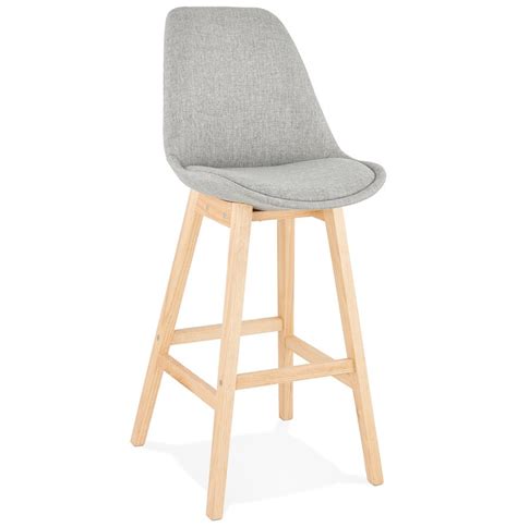 Tabouret de bar TERESA en tissu gris - Tabouret scandinave