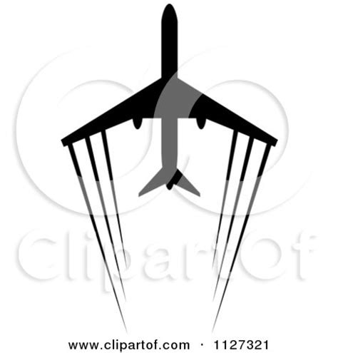 Clipart Of A Black Silhouetted Airplane And Trails 9 - Royalty Free Vector Illustration by ...