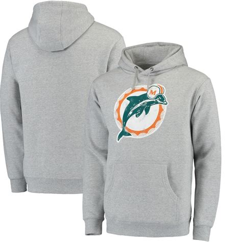 NFL Pro Line Miami Dolphins Gray Throwback Logo Pullover Hoodie