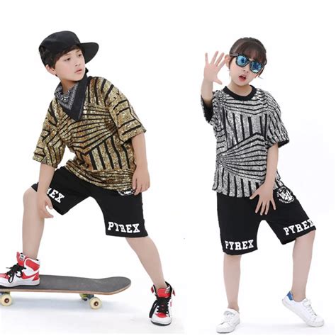 Unisex Kids Hip Hop Dance Wear Jazz Sequins Outfits Stage Performance Age 4 12 Years-in Clothing ...