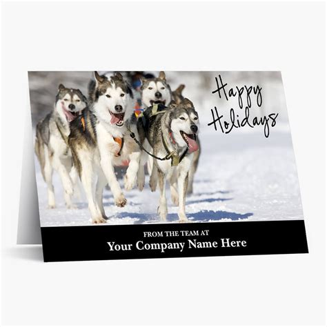 Teamwork Business Holiday Cards with Sled Dogs