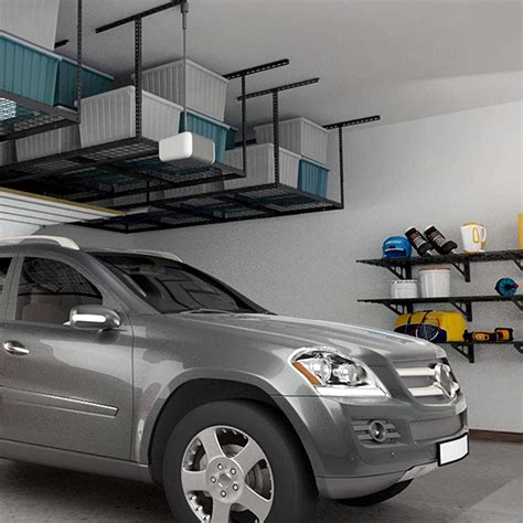 FLEXIMOUNTS 4x8 Overhead Garage Storage Rack Adjustable Ceiling Garage Rack Heavy Duty, 96 ...