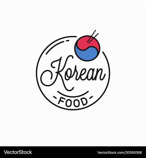 Korean food logo round linear dishes Royalty Free Vector