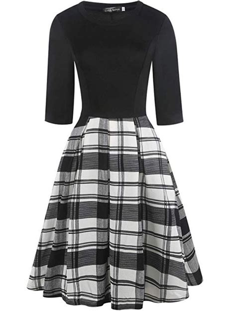 Black and White Plaid Dress, Sizes Small - 2XLarge in 2021 | Plaid dress, Black and white plaid ...