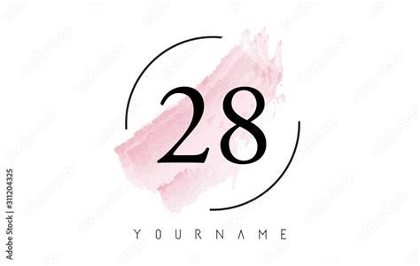 Number 28 Watercolor Stroke Logo Design with Circular Brush Pattern ...