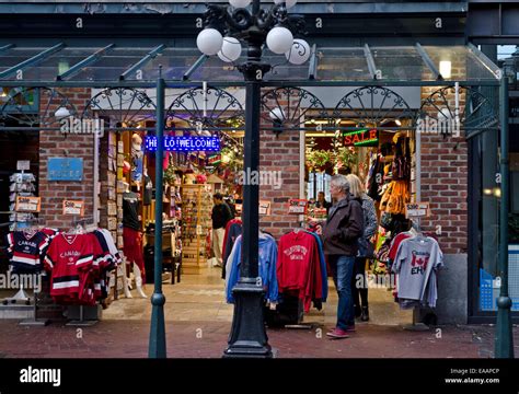 People shopping at one of the tourist shops the Gastown neighbourhood ...