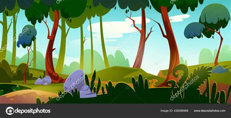 Cartoon forest background, nature park landscape Stock Vector Image by ©klyaksun #426068968