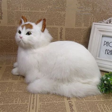 Dorimytrader realistic animal lying cat plush toy lifelike mini cats pet toy decoration gift ...