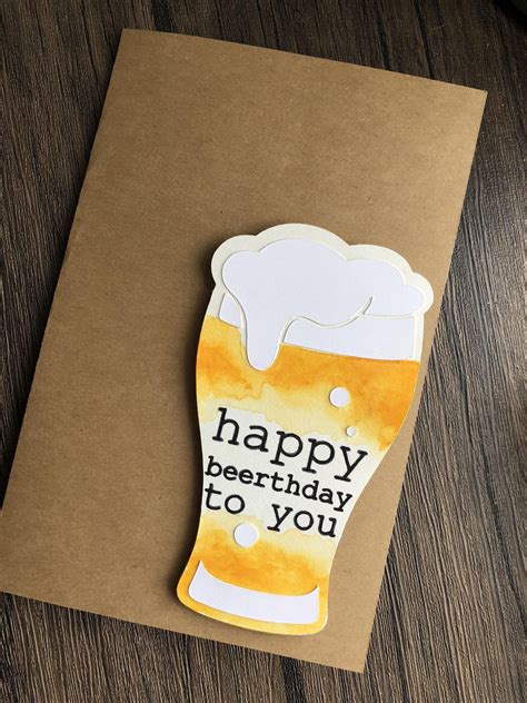 Happy Beerthday - beer art, craft beer lover, beer card, birthday card ...