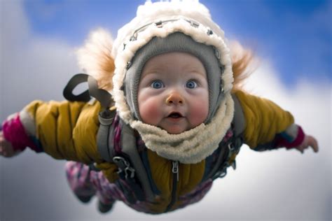 Created by AI: Concept of Babies Skydiving