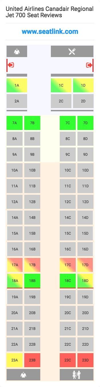 United Airlines Canadair Regional Jet 700 (CR7) Seat Map | Airlines, United airlines, Delta airlines