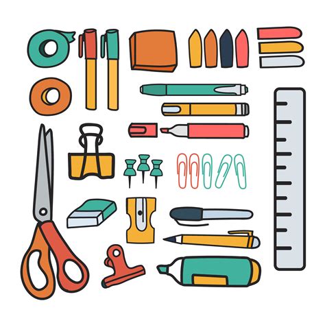 Vector set of stationery doodle style - Download Free Vectors, Clipart ...