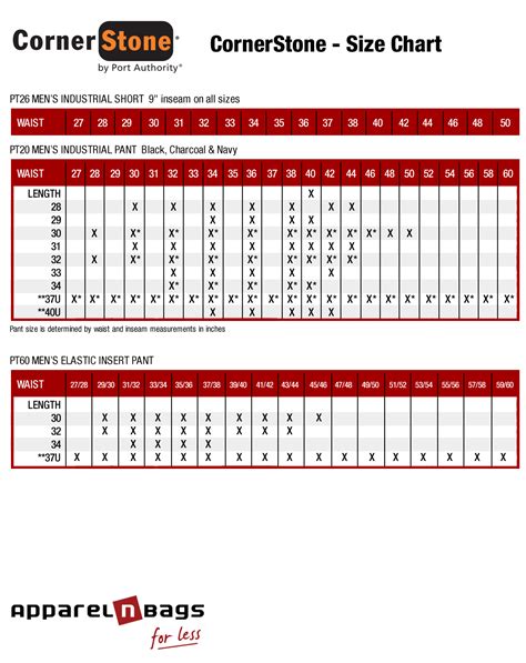 Cornerstone Apparel Size Chart and Fit Guide