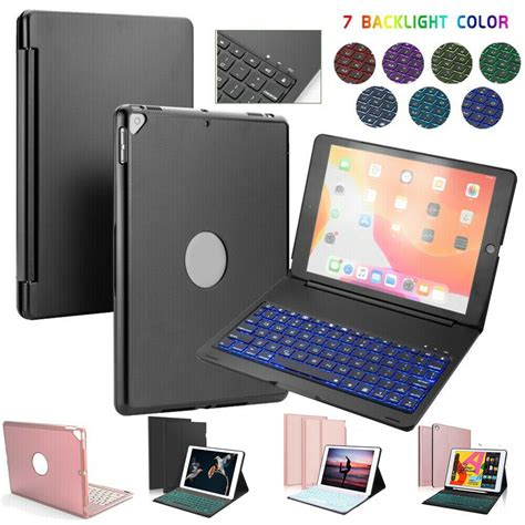 For iPad 7th Gen 10.2 2019 Keyboard Case 7 Colors Backlit Keyboard w ...