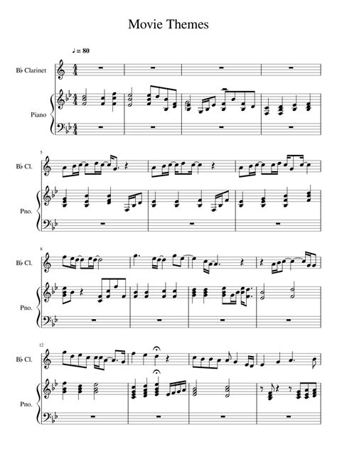 Movie Themes Sheet music for Piano, Clarinet in b-flat (Solo ...