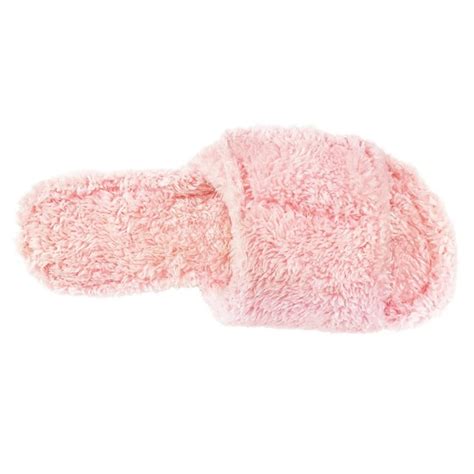 Fuzzy Terry Pink Slide Slippers - C617X3LNU0Q