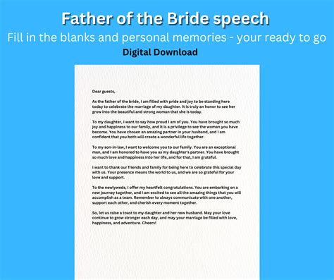 Father of the Bride Speech Digital Download Wedding/ Best Man / Maid of ...