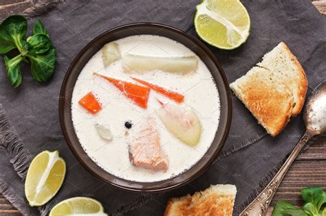 Salmon soup with potatoes | Food Images ~ Creative Market