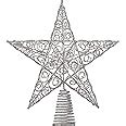 Amazon.com: Ornativity Silver Star Tree Topper - Christmas Swirl Design ...