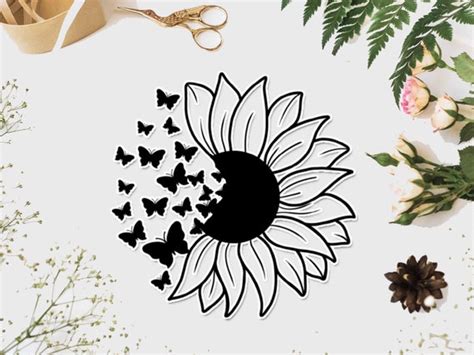 Free Sunflower Half Svg SVG PNG EPS DXF File - All Free SVG | Free SVG ...