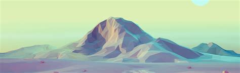 3540x1080 Resolution Low Poly Sunrise Mountain Portrait 3540x1080 Resolution Wallpaper ...