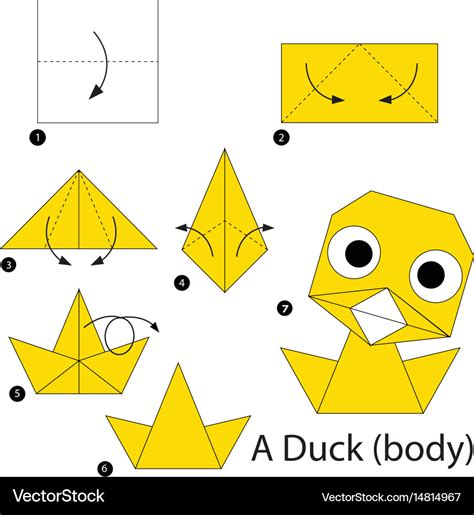 Step instructions how to make origami a duck Vector Image