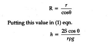 Derive the formula for rise of liquid in a capillary tube (Ascent formula) - CBSE Class 11 ...