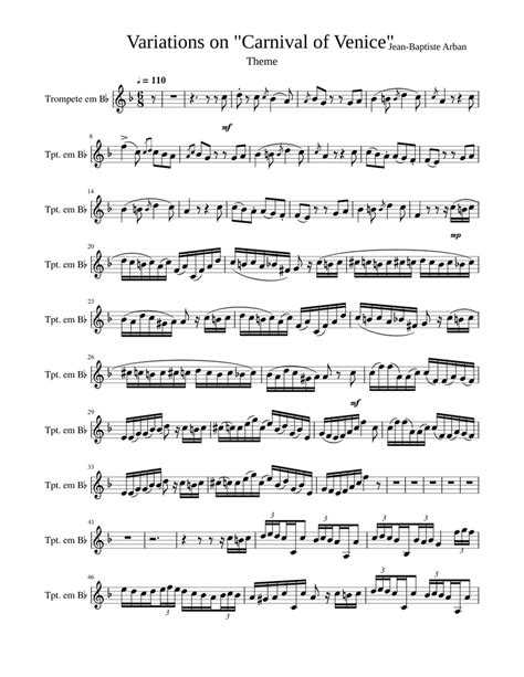 Variations on Carnival of Venice || Original || Trumpet Sheet music for Trumpet in b-flat (Solo ...