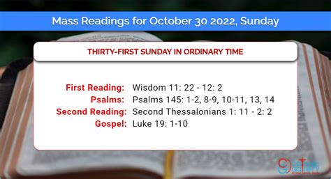 Daily Mass Readings for Sunday, 30 October 2022 - Catholic Gallery