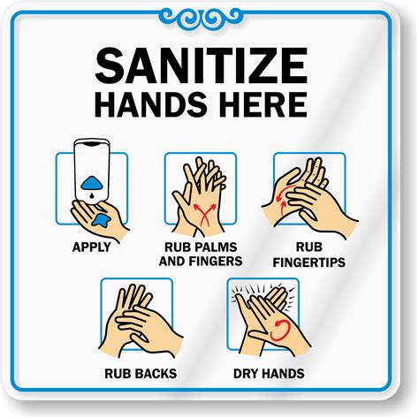 ShowCase Hand Sanitize Sign - Sanitize Hands Here - 6" x 6" Wall Sign