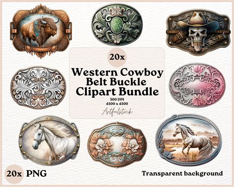 Watercolor Western Belt Buckle Clipart Digital PNG 300DPI - Etsy