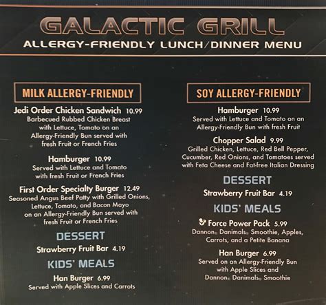 Galactic Grill Allergy Friendly Lunch and Dinner Menu — Gluten Free ...