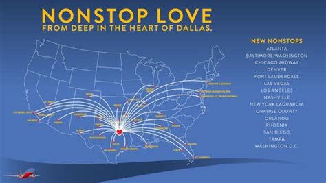 Southwest announces 15 long routes from Dallas Love Field