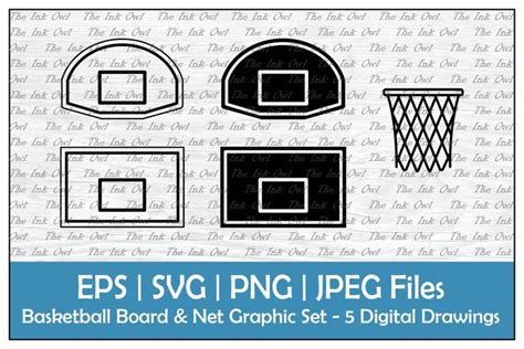 Basketball Backboard & Net Outline & Silhouette Clipart