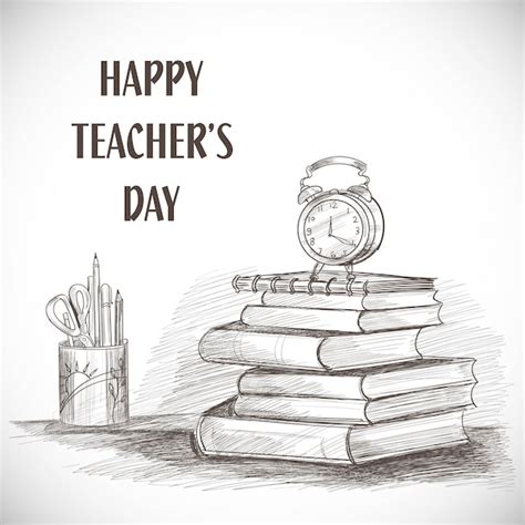 Free Vector | Hand drawn art sketch happy teachers' day composition design