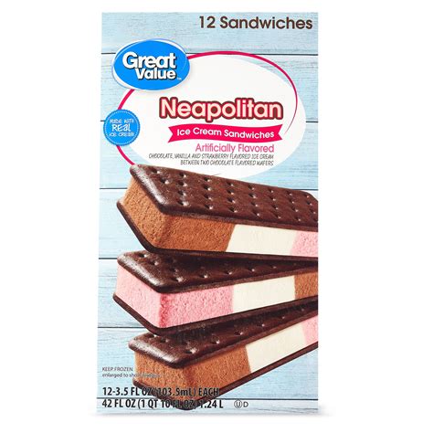 Buy Great Value Neapolitan Ice Cream Sandwiches, 42 oz, 12 Count Online ...