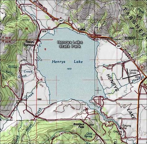 a map showing the location of henrys lake