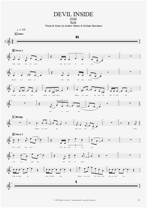 Tablature Devil Inside de INXS (Guitar Pro) - Guitares et piste d'accompagnement | mySongBook