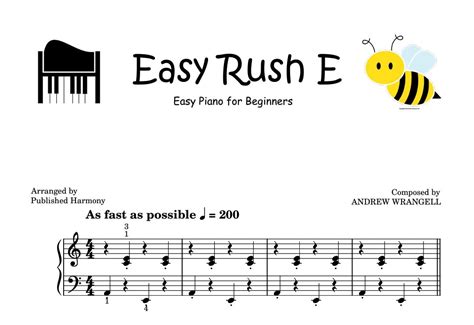 Easy Rush E Grade 1 2 Piano Sheet Music Score Self Learning Series With Note Names MODERN - Etsy