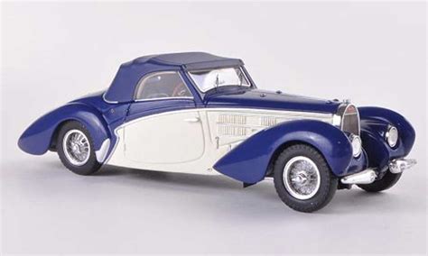 Coche miniatura Bugatti 57 C 1/43 Minichamps Aravis bleu/blanco 1939 - Coches-miniaturas.es