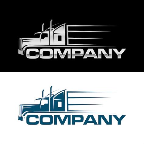 Premium Vector | Semi truck side view logo