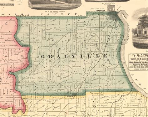 Grayville, Illinois 1871 Old Town Map Custom Print - White Co. - OLD MAPS