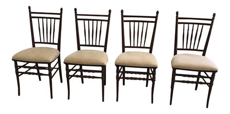 1970's Vintage Traditional Style Walnut Dining Chairs- Set of 4 on ...