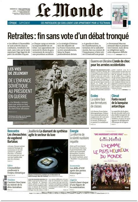 Newspaper Le Monde (France). Newspapers in France. Monday's edition ...