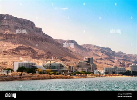 View of the Dead Sea hotels in Israel Stock Photo - Alamy