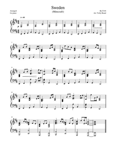 Sweden (Minecraft) Sheet music for Piano (Solo) Easy | Musescore.com