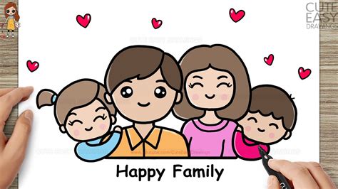 How to Draw a Cute Happy Family Photo Easy step by Step - YouTube