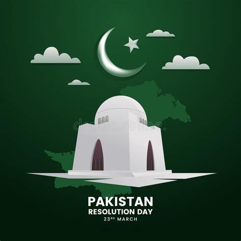 Pakistan Resolution Day Landmark White Building with Crescent Moon Star Symbol Background Stock ...