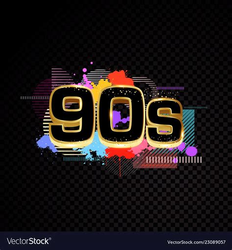 Golden 90s abstract design isolated on blanc Vector Image