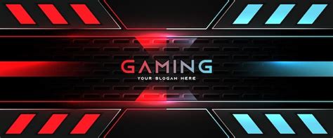 Premium Vector | Futuristic light red and blue gaming header social ...